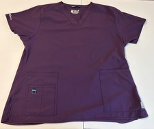 Carhartt Force Scrub Shirt Women  s XL Cargo Pocket V Neck Purple Modern Fit