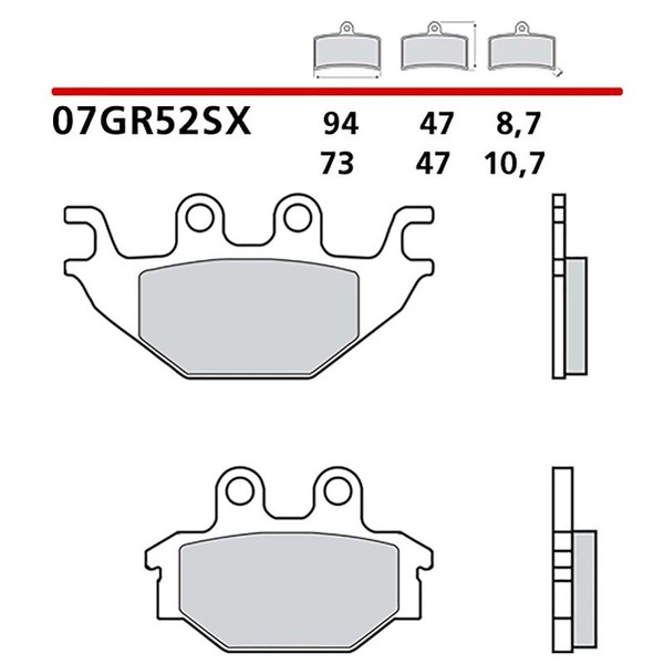 Brembo Hintere BREMSBELAGE-KIT Fur Sym Quadlander S 300 07-15-COD.07GR52SX-image