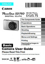 Canon POWERSHOT SD750 IXUS 75 DIGITAL Camera User Owner Instruction Manual
