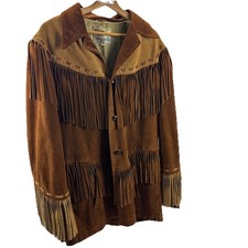 Pioneer Wear Vintage Suede Leather Fringe Jacket Men’s Size 42 USA Made 2 Tone