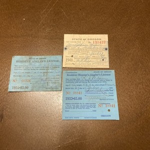 Ancien Permis De Pêche Oregon - 1938 - Carte B3193 - Vintage USA