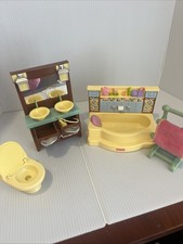 Fisher Price Loving Family Dollhouse Bathroom Furniture Set Sink Bathtub Toilet