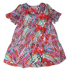 Marie Oliver Andi Psychedelic Pattern Ruffle Layered Short Dress XL