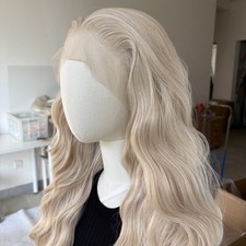 Mixed Blonde Heat Resistant Hair Long Wavy Pre Plucked Lace Front Wig Layered