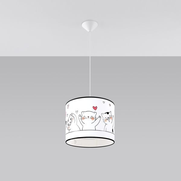 Suspension PVC multicolore E27 chat 3D pour illuminer une chambre d'enfant
