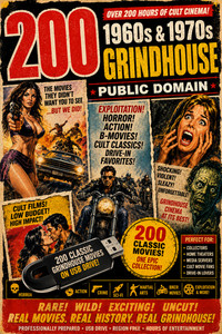 200 Public Domain 1960s & 1970s Grindhouse Movies on USB