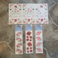 NEW Mrs. Grossman  s Lot Of 3 Sheets  9 Strips Flowers ROSES Pink Red Stickers