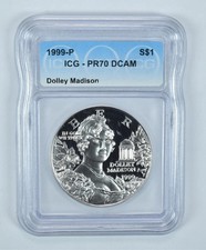 1999-P Dolley Madison Commemorative Silver Dollar PR70 DCAM ICG