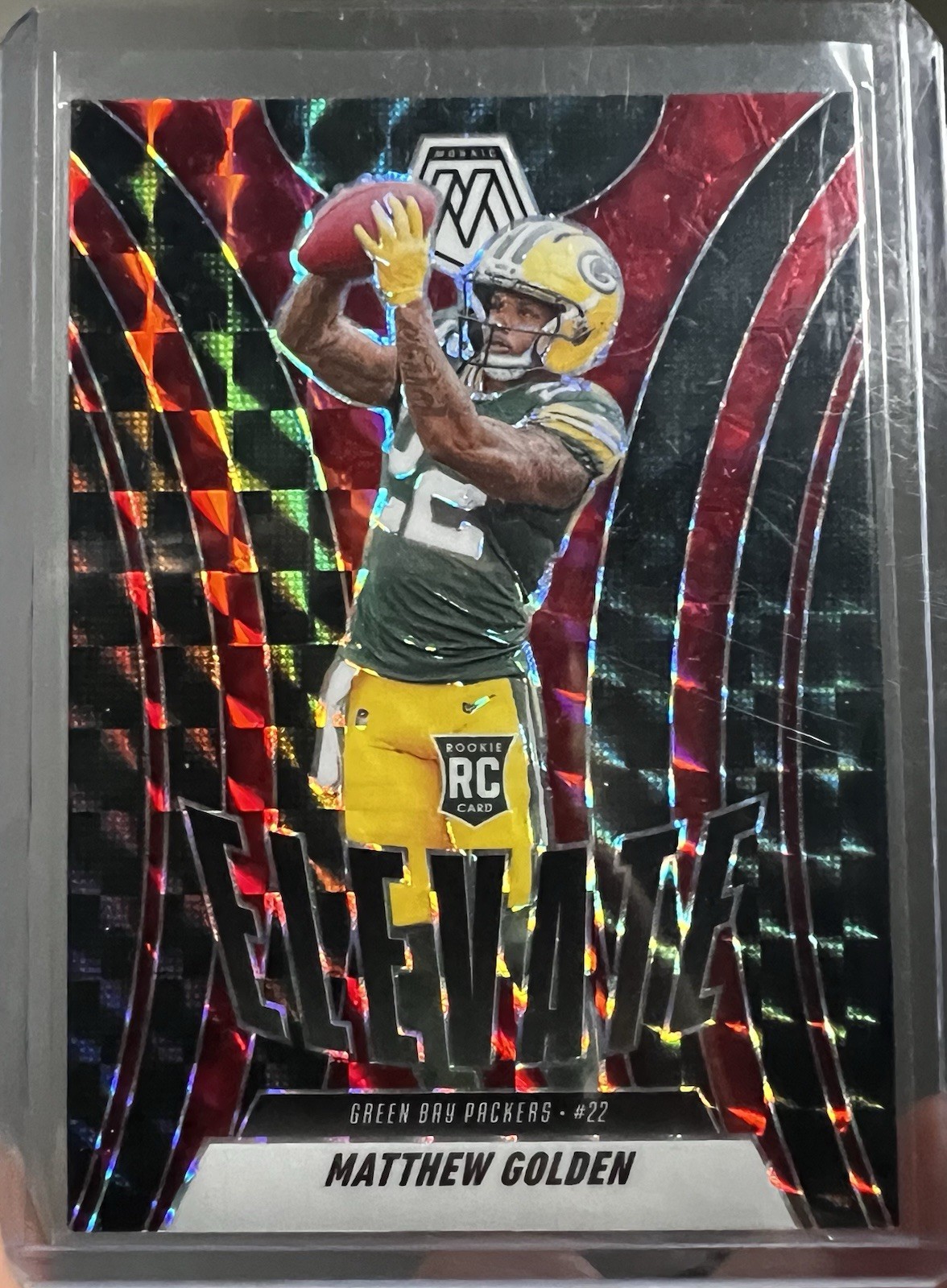 2025 Panini Mosaic - Elevate Matthew Golden #3 Red Mosaic Prizm (RC)