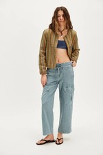 Free People We The Free Park Ave Pants S 6 Women Cargo Blue Trousers Pant 46395
