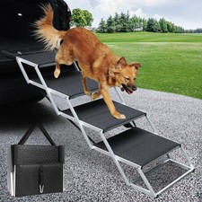 Folding Dog Stairs for Car 16.9" Wide 4-Step Non-Slip Pet Steps