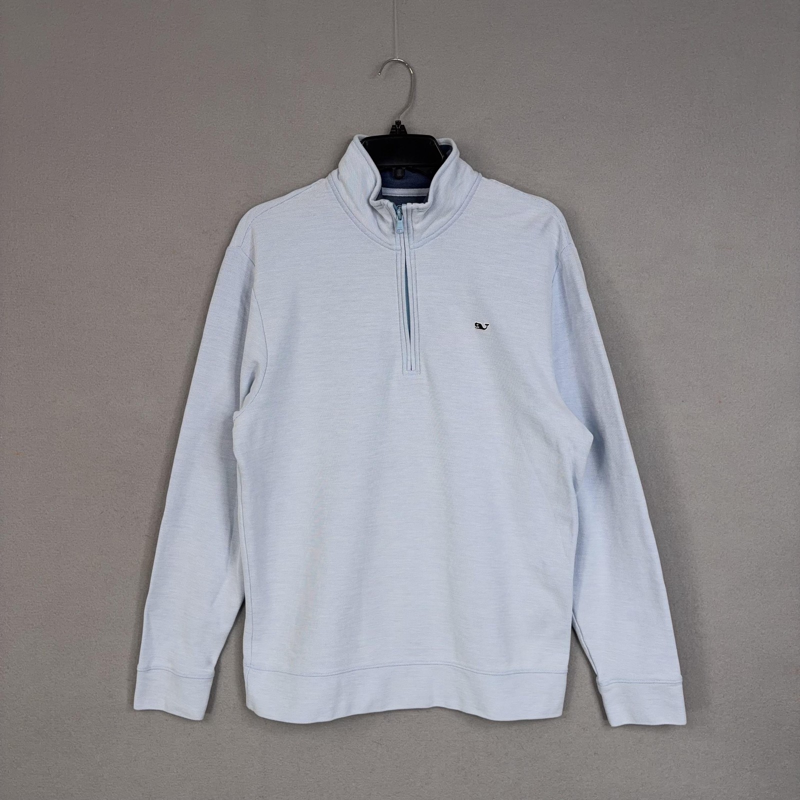 Vineyard Vines Sweater Mens Medium Blue Pima Cotton 1/4 Zip Mock Neck Pullover
