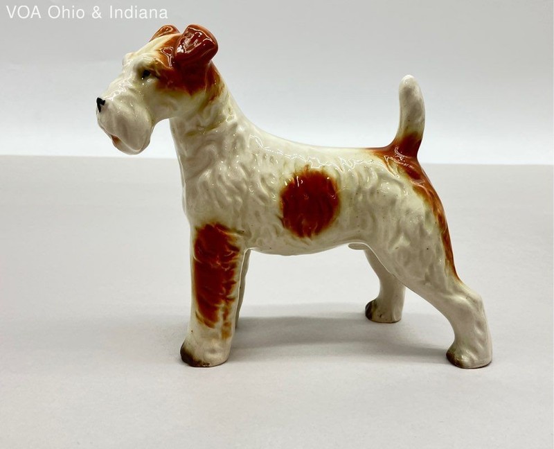 Vintage Ceramic Dog Figurine Wire Fox Terrier Made In Japan 7 Inch