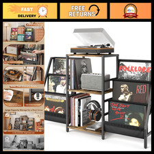 Vinyl Record Player Stand with Storage for 280 Albums, Turntable Display Table 