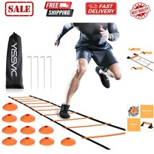 Agility Ladder and Cones 20 Feet 12 Adjustable Rungs Fitness Speed Training E...