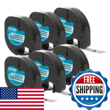 Dymo Lt Plastic Labeling Tape For Letratag Label Makers 1/2 12Mm Black Print On
