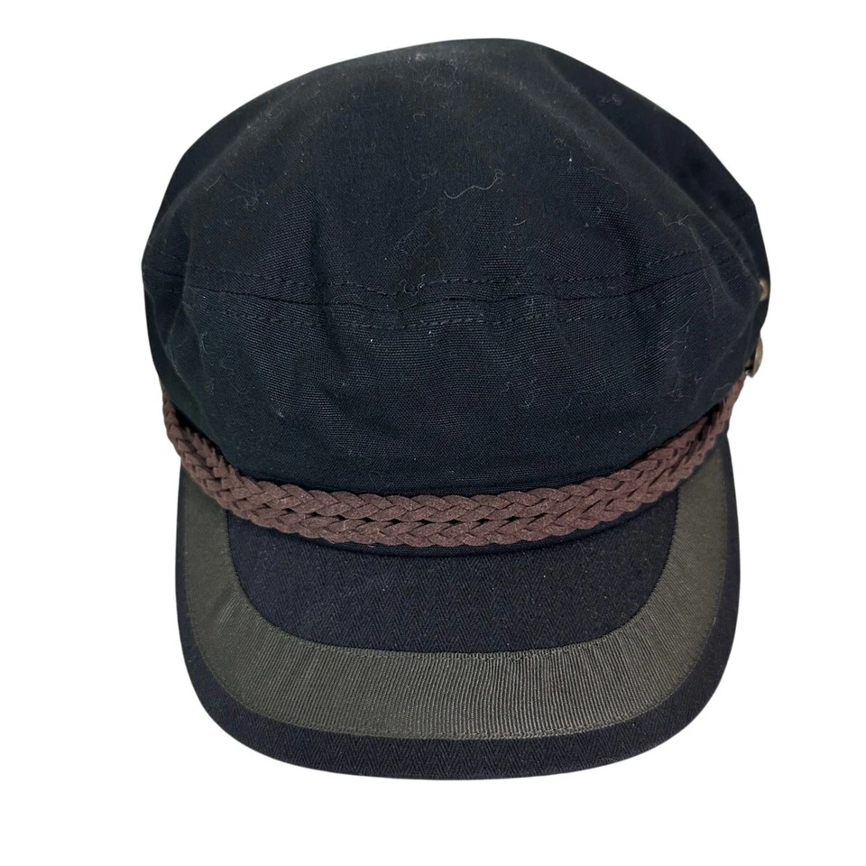 Gorra plana negra Peter Grimm para hombre 100 % algodón gamuza ribete O/S banda elástica Foto 2 de 4