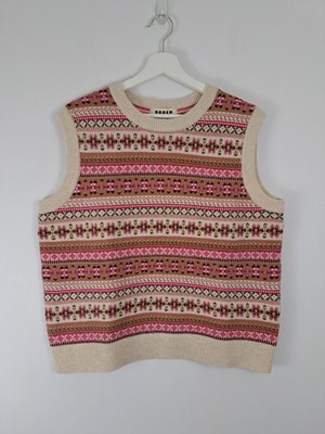 Boden Edie Fairisle Pullover Weste Größe Large rosa Tanktop Wolle-Alpaka-Mischung neu mit Etikett