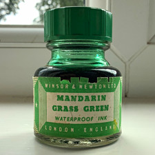 Winsor & Newton Ltd Mandarin Grass Green Waterproof Ink 14cc Bottle sealed