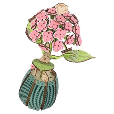 Wooden Desktop Flower Puzzle Kit Hydrangea Bouquet Model Blocks