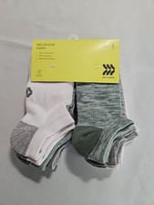 New Kids' 6pk No Show Socks - All In Motion Green/Gray /white L 3to7. A12