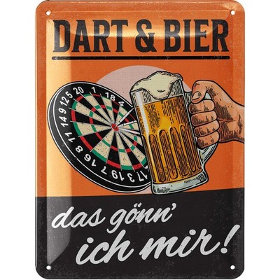 LANOLU Blechschild Dart Bier Retro Bar Kneipe Party Wanddeko - 15x20cm