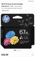 HP 67XL High Yield Tri-color Original Ink Cartridge, 200 pages Exp JUL 2027
