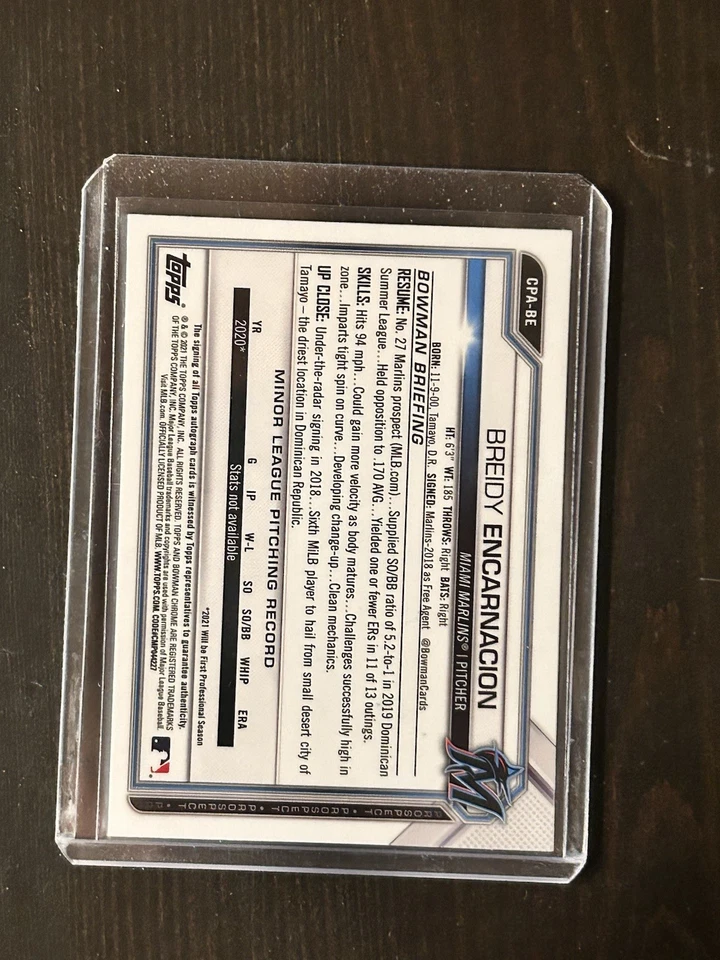 Breidy Encarnacion 2021 Bowman Chrome 1st Gold Refractor Auto Prospect SSP /50 - Image 2 of 2