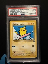 2001 Pokemon Card Surfing Pikachu PSA 9 Black Star Promo English Pokemon League