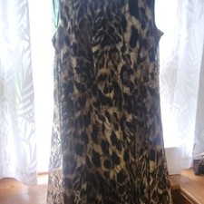 Perceptions New York Women’s XL Regular Leopard Lace Overlay Long Lined Dress