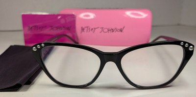Betsey Johnson Romance Eyeglasses Frames Black Cat Eye Valentines 52-15-135 NWOT