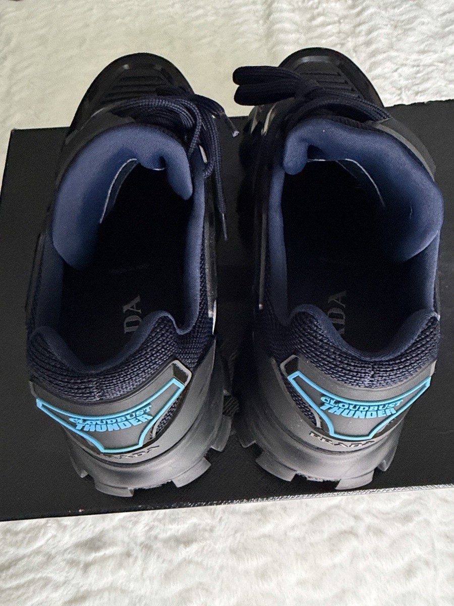 Prada Men's Black Cloudbust Thunder Knit Fabric Lace-Up Sneakers