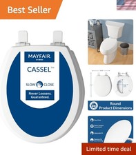 White Round Toilet Seat - Quick Install, Durable Wood Construction