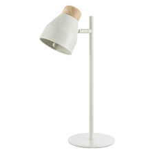 Muted Dove Grey Scandinavian Designed Table Desk Lamp with Wooden Trim by Hap...