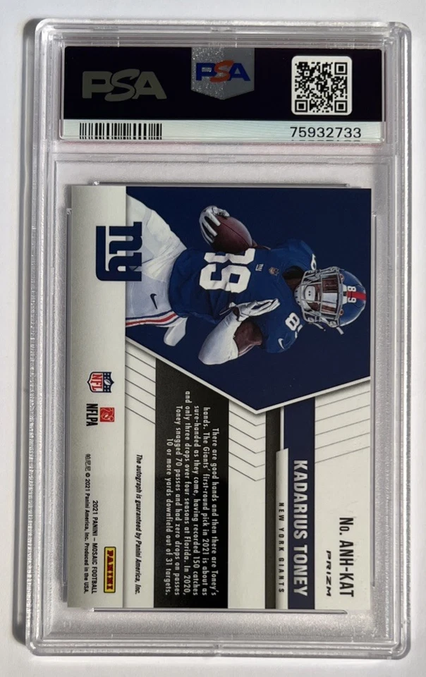 2021 Mosaic Kadarius Toney Auto No Huddle PSA 10 Gem Mint Giants Chiefs - Image 2 of 2