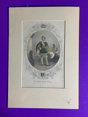 Antique print WITH matting- mr edwin booth as lugo vintage- original authentic