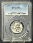 1959 ** WASHINGTON SILVER QUARTER ** PCGS MS 66 ** GEM WHITE **
