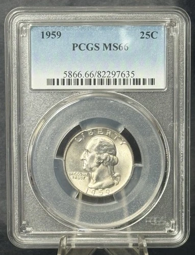 1959 ** WASHINGTON SILVER QUARTER ** PCGS MS 66 ** GEM WHITE **