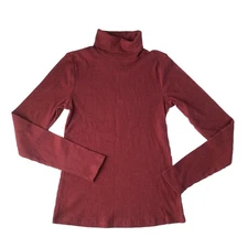 Old Navy Juniors Plush Tee Ribbed Long Sleeve Turtleneck MauveRose Medium NWT