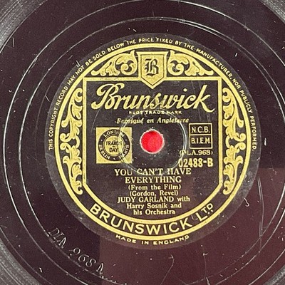 Judy Garland, Dear MR Gable/You Can't Have Everything 78 RPM 10'' Record