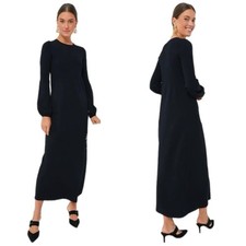 Pomander Place Black Lennox Dress Maxi Textured Bodice Crew Neck XS