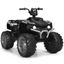 Honeyjoy 12V Kids 4-Wheeler ATV Quad Ride On Car w/ LED Light  Music Toy Black