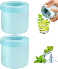 Small Ice Maker Cup, Silicone Cylinder Ice Cube Tray 2pcs, Easy Release 60 Cubes