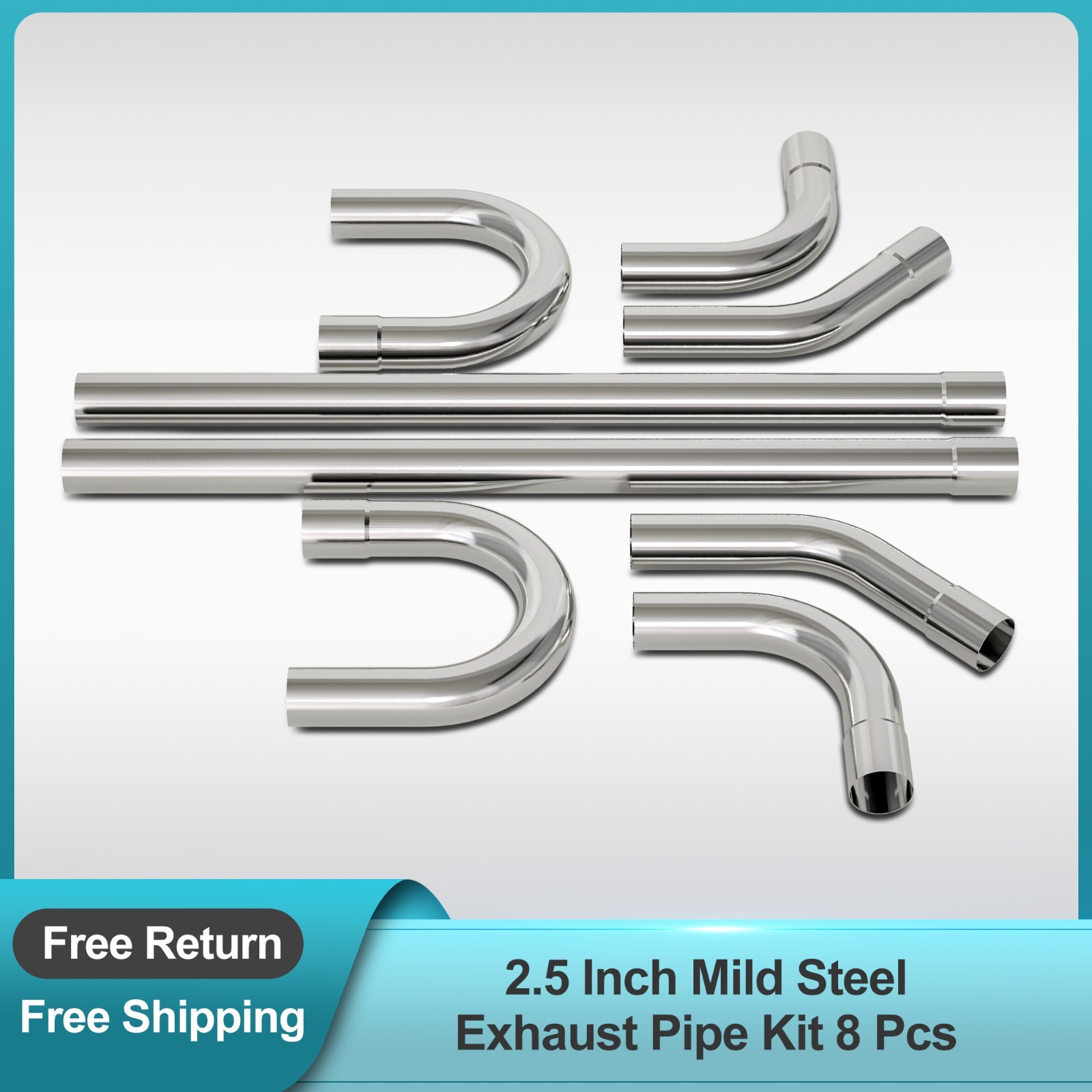 2.5" Custom Exhaust Pipe Kit Tubing Mandrel Bend Straight U-Bend 90° Piping Kit