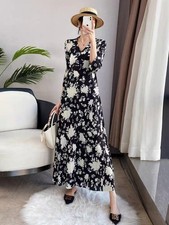 Pleats Please Issey Style Pleated Flared Dress with Black and White Floral Print