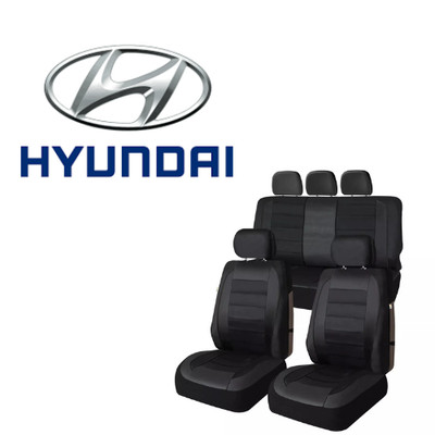 Fit For All Hyundai Car Seat Cover Set 9Pcs Fit Eco-Leather Black Rear Front