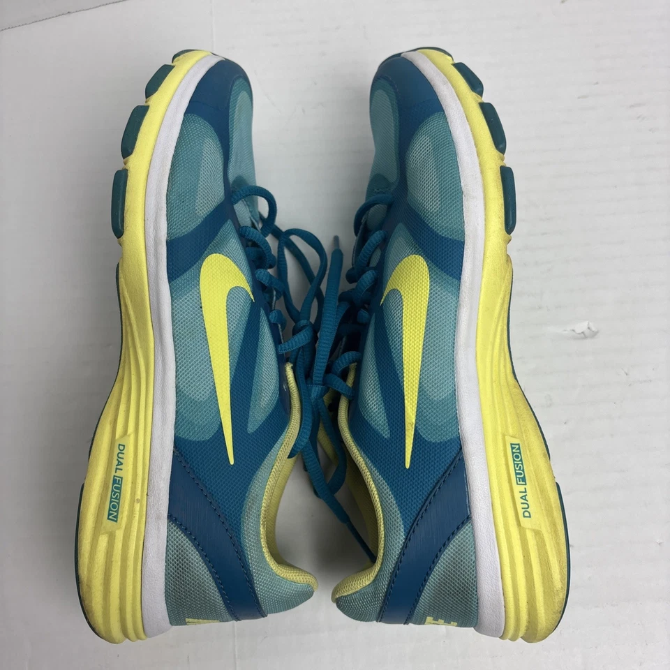 Nike Women's 7.5 Sneakers 443837-400 Dual Fusion TR Running Shoes Teal Yellow — 第 3/4 张图片