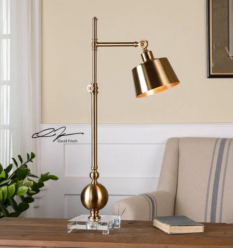 Luxe Adjustable Desk Lamp 33 1/4" Tall Brushed Brass Metal Shade for Living Room - Picture 1 of 2