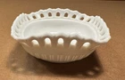 Vintage Fostoria Milk Glass Lace Edge Square Nappy Bowl, Candy Dish, 5.5" Dia