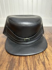Vintage Civil War Style Leather Kepi Cap Hat Size 7 3/8 Reenactment USA Made
